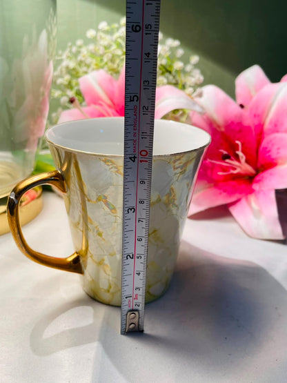 Wloclawek Porcelain Marbled Gold Handle Mug 4 in