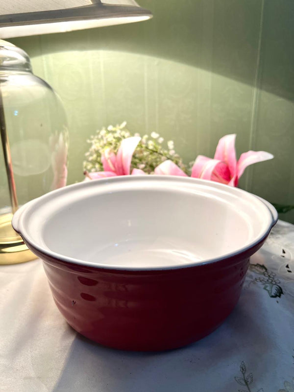 Vintage White Ceramic Serving Bowl 25cm