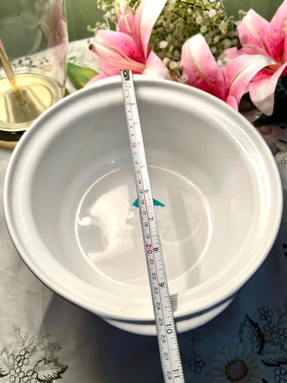 Vintage White Ceramic Serving Bowl 25cm
