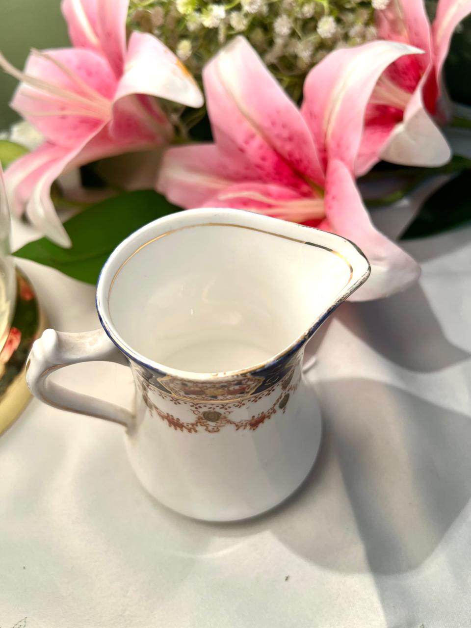 St Michael England China Milk Jug Blue Gold 11.5cm