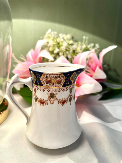 St Michael England China Milk Jug Blue Gold 11.5cm