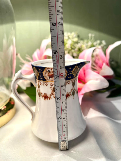 St Michael England China Milk Jug Blue Gold 11.5cm