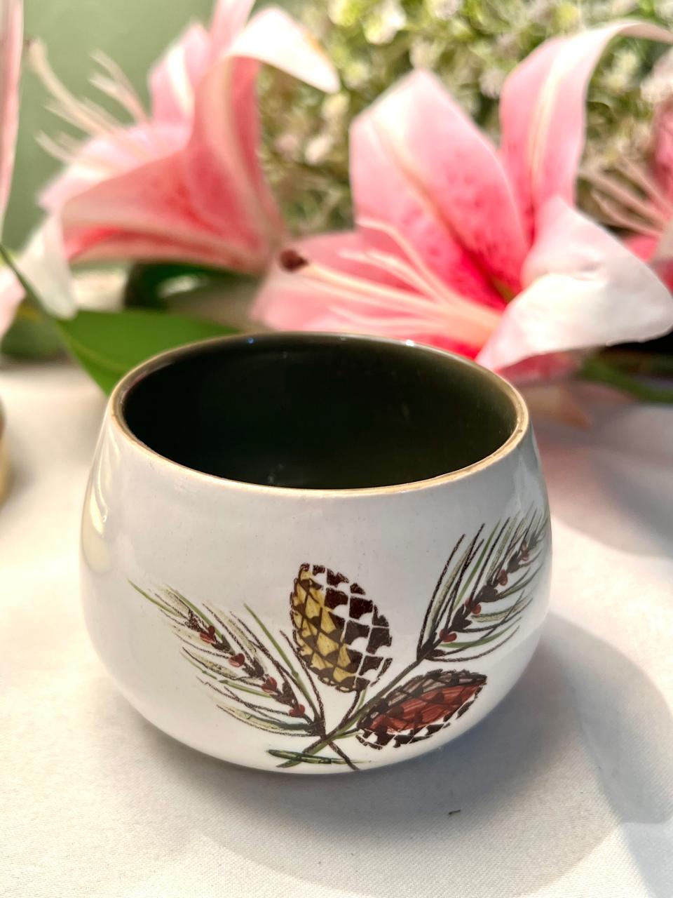 Pinecone Botanical Ceramic Planter Green & Cream 8cm