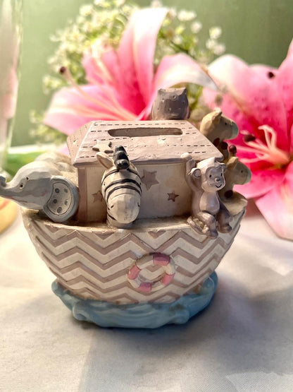 Vintage Ceramic Animal Ark Ornament Coin Bank 10cm