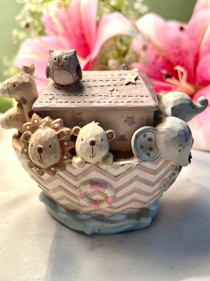Vintage Ceramic Animal Ark Ornament Coin Bank 10cm