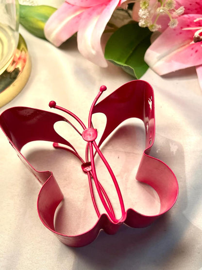 Vintage Red Metal Butterfly Ornament 10cm