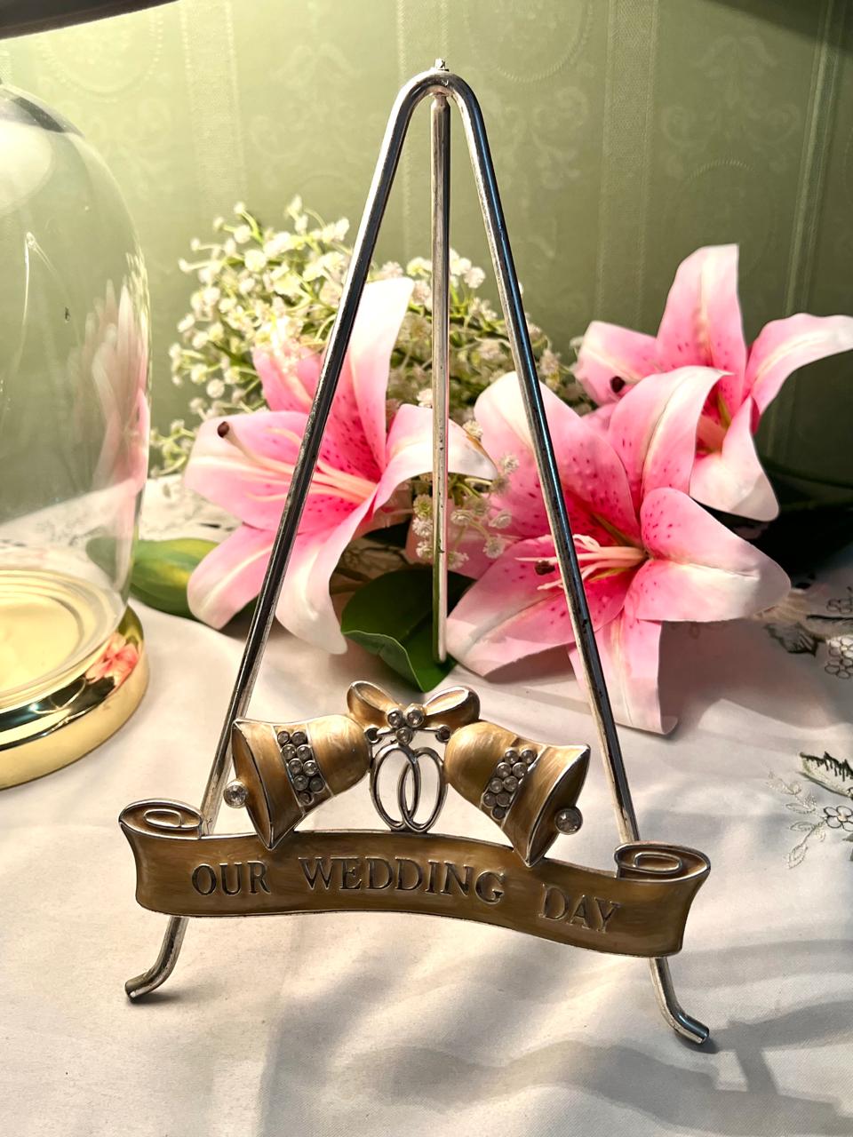 Vintage Our Wedding Day Metal Ornament Bells & Rings 25cm