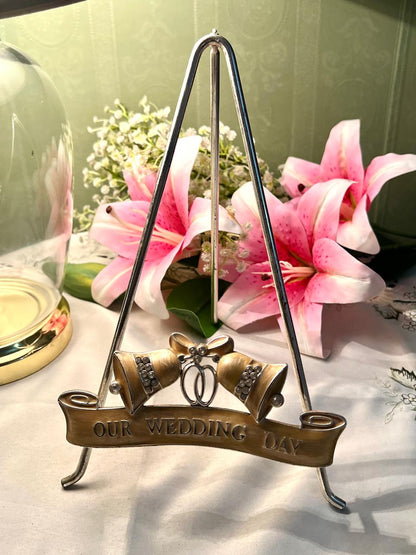 Vintage Our Wedding Day Metal Ornament Bells & Rings 25cm