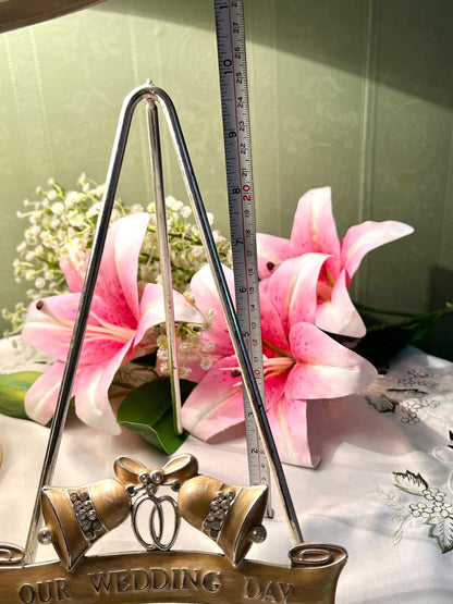 Vintage Our Wedding Day Metal Ornament Bells & Rings 25cm