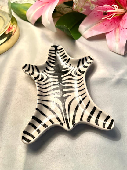 Vintage Zebra Stripe Ceramic Starfish Dish 16cm