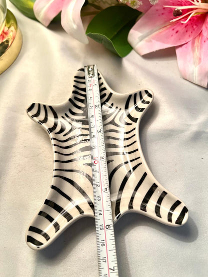 Vintage Zebra Stripe Ceramic Starfish Dish 16cm