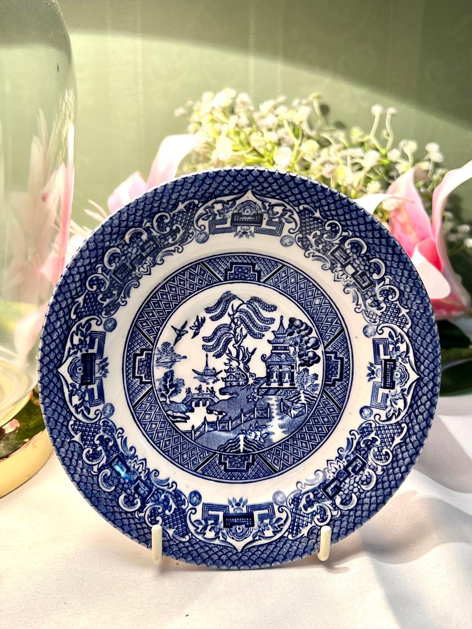 Blue & White Pagoda Scene Decorative Wall Plate 15cm