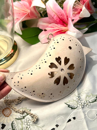 Cream Bird Hanging Candle Lantern 18 cm