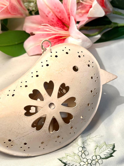 Cream Bird Hanging Candle Lantern 18 cm