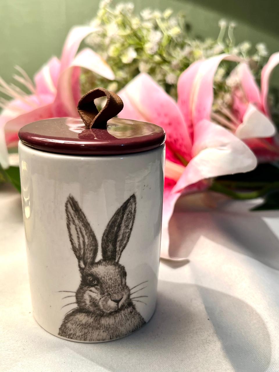 Cream Rabbit Ceramic Storage Jar with Lid 11 cm