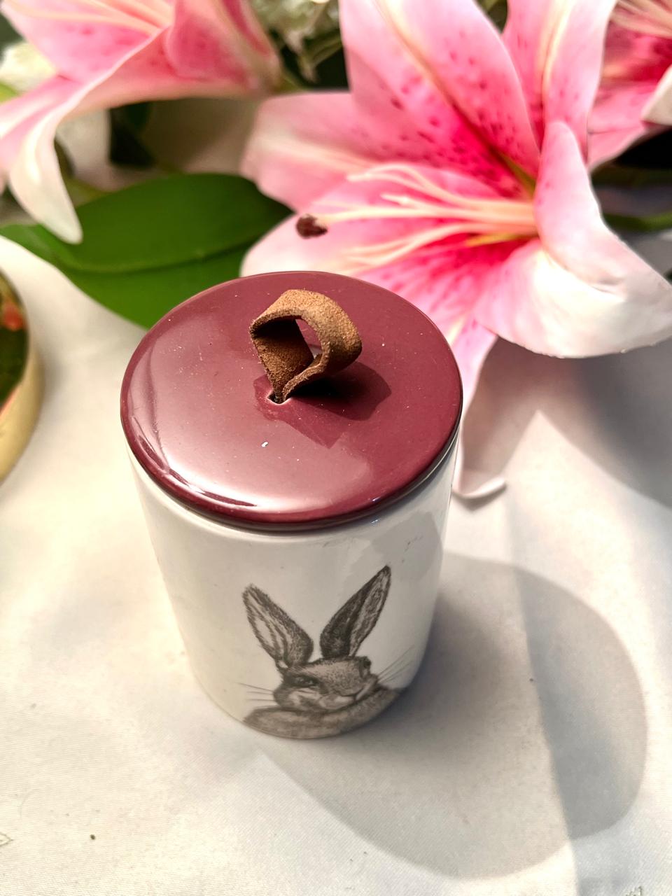 Cream Rabbit Ceramic Storage Jar with Lid 11 cm