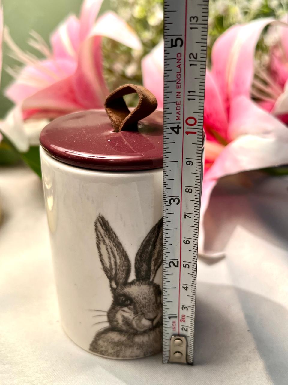 Cream Rabbit Ceramic Storage Jar with Lid 11 cm