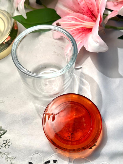 Clear Crystal Storage Jar with Amber Lid, 12 cm