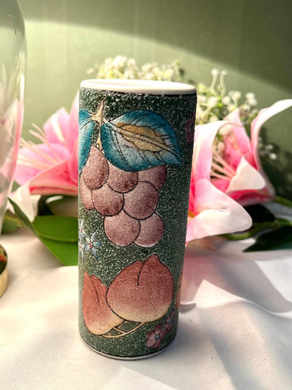 Hand painted Green Floral Ceramic Vase, 15 cm