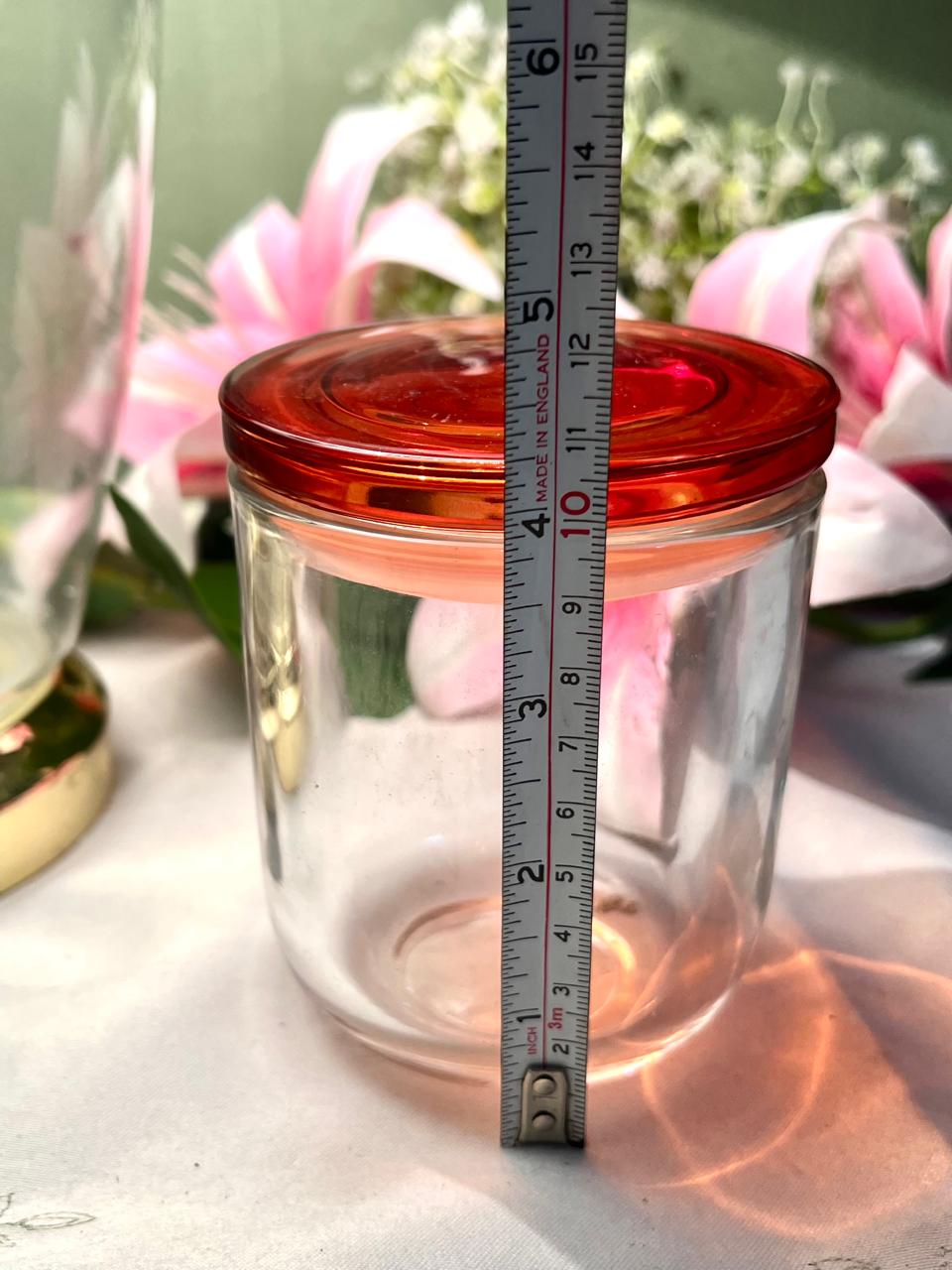 Clear Crystal Storage Jar with Amber Lid, 12 cm