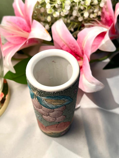 Hand painted Green Floral Ceramic Vase, 15 cm