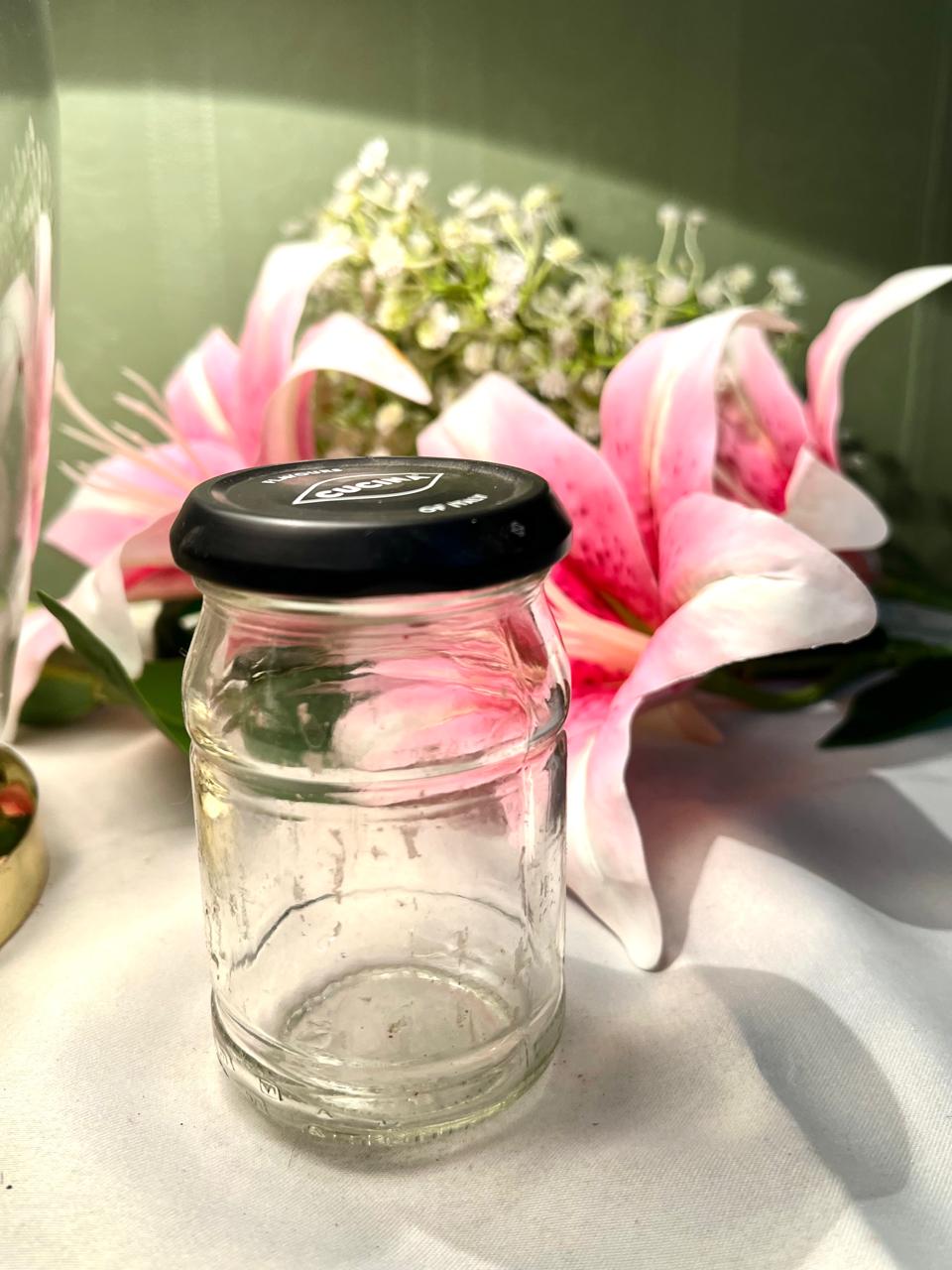 Cucina Clear Crystal Storage Jar with Black Lid, 10 cm