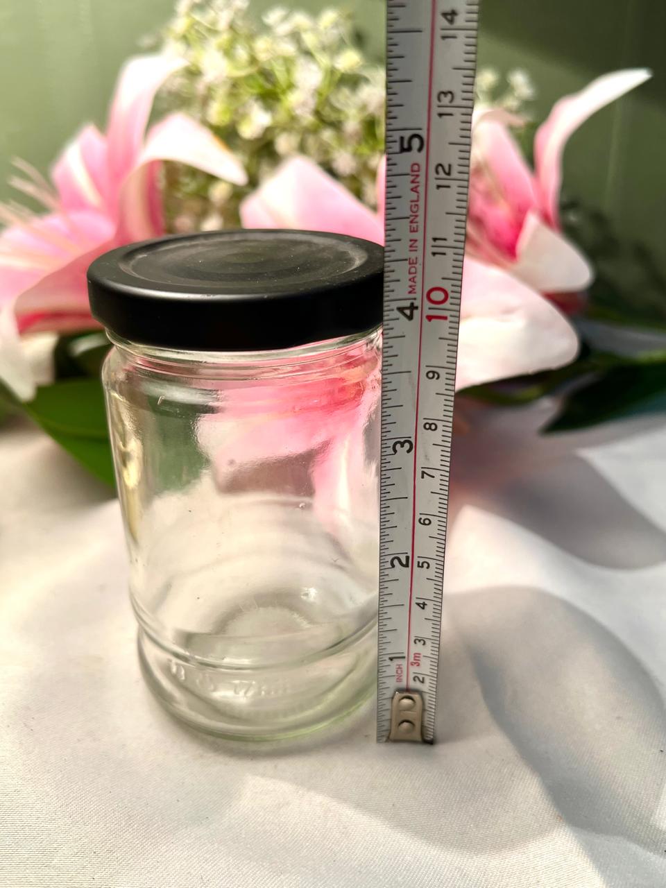 Clear Crystal Storage Jar with Black Lid, 10 cm