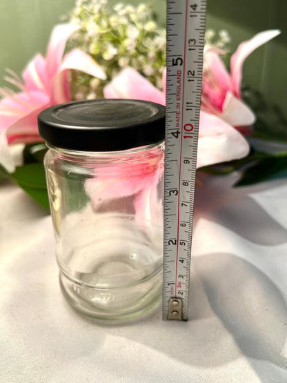 Clear Crystal Storage Jar with Black Lid, 10 cm
