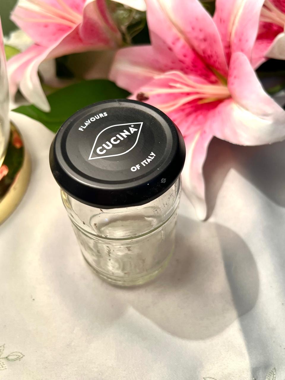 Cucina Clear Crystal Storage Jar with Black Lid, 10 cm