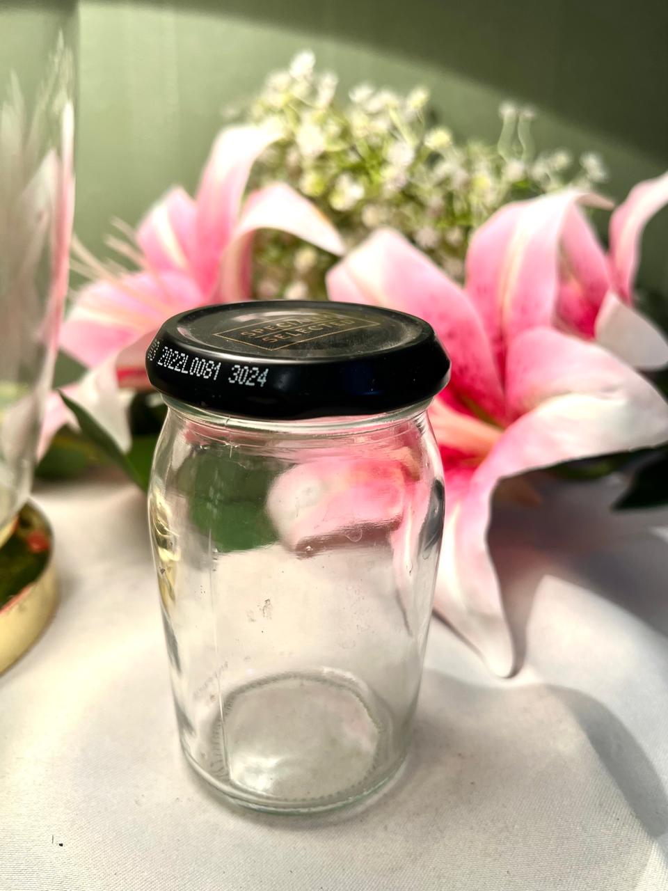 Specially Selected Clear Crystal Storage Jar with Black Lid, 10 cm