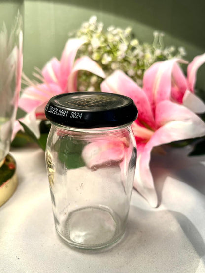 Specially Selected Clear Crystal Storage Jar with Black Lid, 10 cm