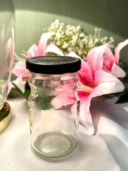 Clear Crystal Storage Jar with Black Safety Lid, 12 cm