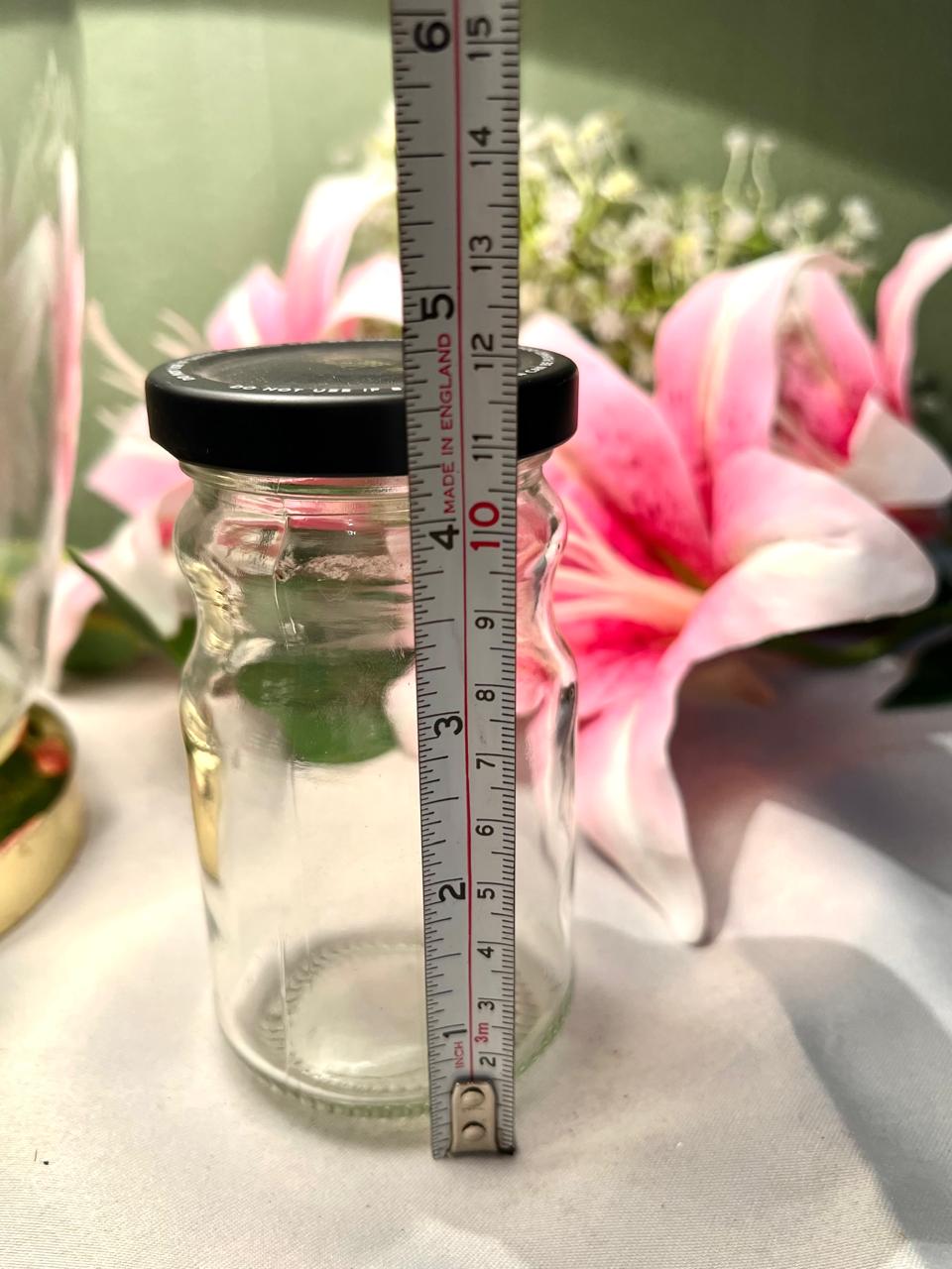 Clear Crystal Storage Jar with Black Safety Lid, 12 cm