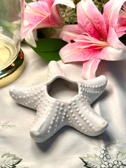 Vintage White Ceramic Starfish Trinket Dish 12cm