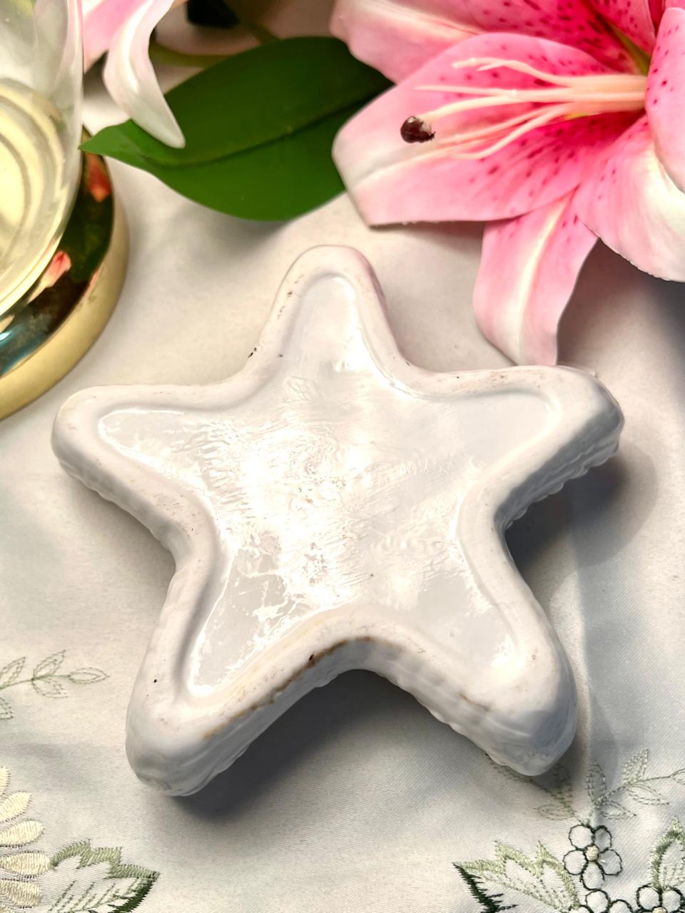 Vintage White Ceramic Starfish Trinket Dish 12cm
