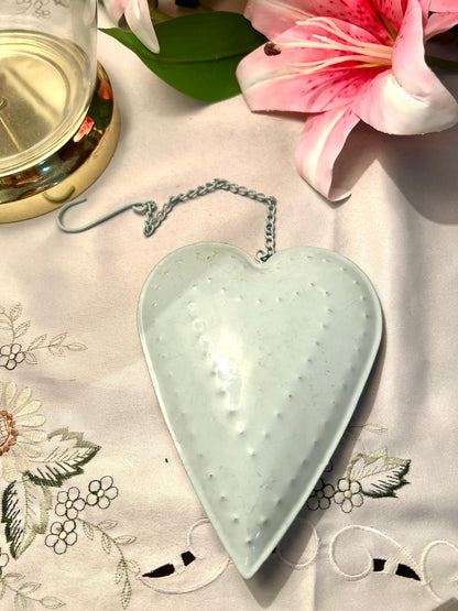 Vintage Mint Green Heart Hanging Wall Plaque 14cm