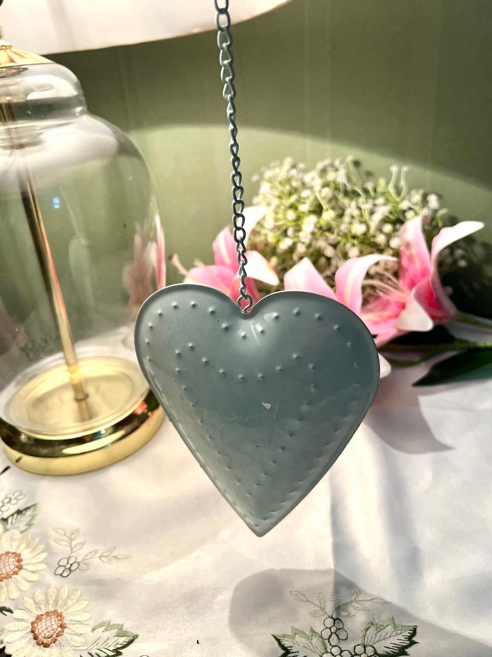 Vintage Mint Green Heart Hanging Wall Plaque 14cm