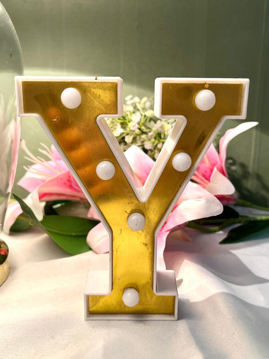 Vintage Light Gold-Tone Letter  Y Marquee Decor 16cm