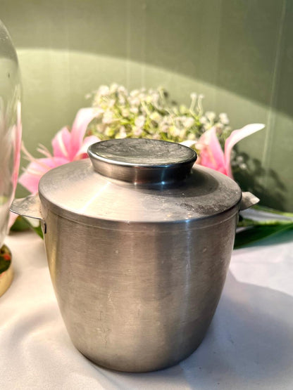 Vintage Silver-Tone Metal Lidded Container 14cm
