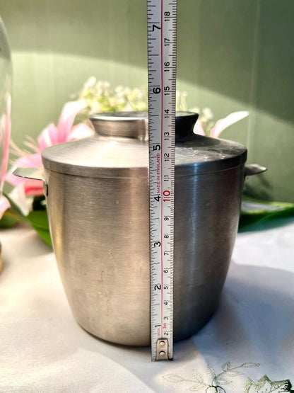 Vintage Silver-Tone Metal Lidded Container 14cm