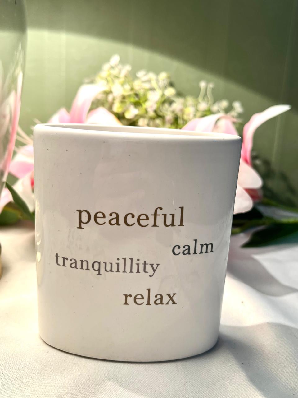 Vintage White Ceramic Calm Quote Holder 12cm