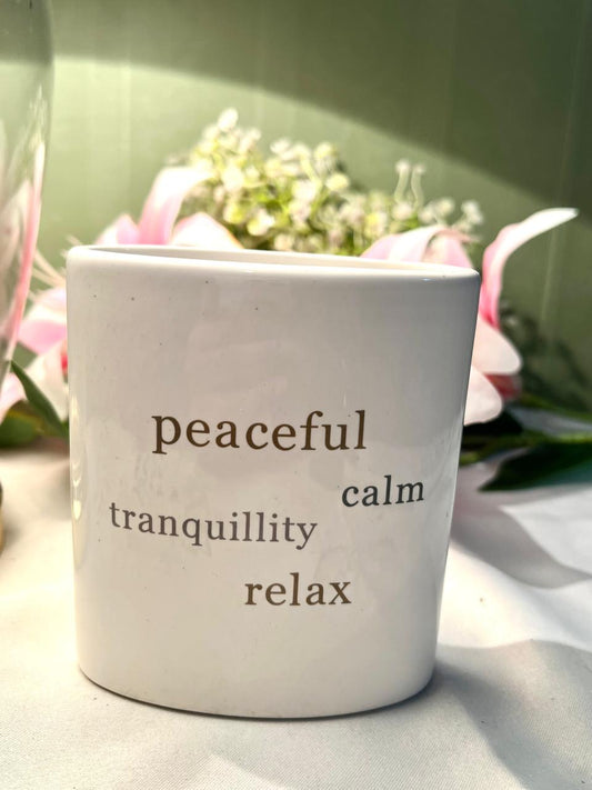 Vintage White Ceramic Calm Quote Holder 12cm