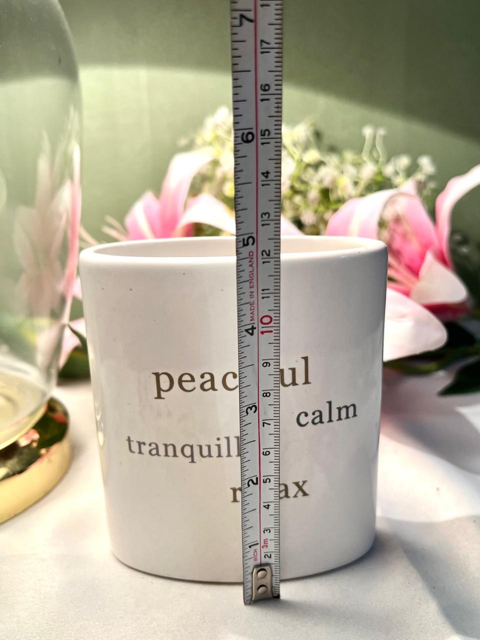 Vintage White Ceramic Calm Quote Holder 12cm