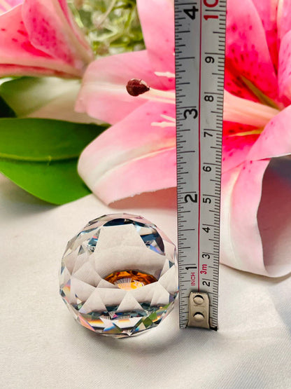 Vintage Faceted Crystal Paper weight Clear 4cm