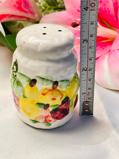Vintage Floral Ceramic Salt Shaker Fruit Design