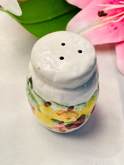 Vintage Floral Ceramic Salt Shaker Fruit Design