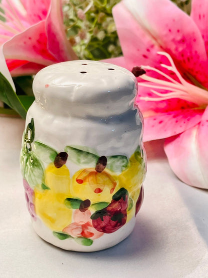 Vintage Floral Ceramic Salt Shaker Fruit Design