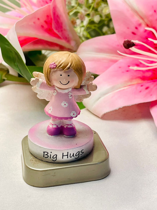 Big Hugs Girl Figurine Pink Dress Decorative Miniature