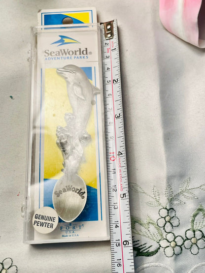 SeaWorld Pewter Dolphin Spoon Souvenir 6 Inch
