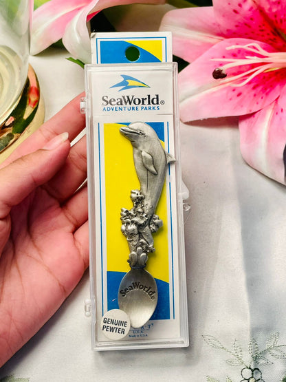 SeaWorld Pewter Dolphin Spoon Souvenir 6 Inch